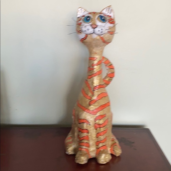 SOLDhandmade Paper Mache Tabby Cat - Picture 2 of 5